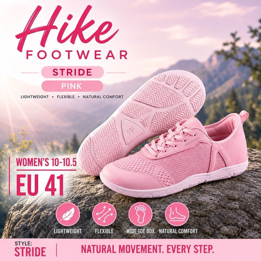 Hike Footwear Stride Pink Barefoot Sneakers Womens 10-10-.5 EU 41 Wide Toe Box